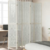 Room Divider 5 Panels White Solid Wood Paulownia 358680