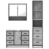 ZNTS 3 Piece Bathroom Furniture Set Grey Sonoma Engineered Wood 3301173