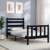 Bed Frame without Mattress Black 100x200 cm Solid Wood Pine 3192030