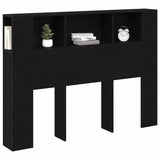 Headboard Cabinet with Storage Black Oak Engineered Wood 862758