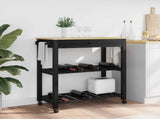 Kitchen Trolley MONZA Black 84 x 40 x 88.5 cm Solid Pine Wood 42027038