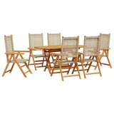 Garden Dining Set Folding 7 pcs Beige Solid Acacia Wood 3375735