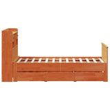 Bookcase Bed without Mattress Wax Brown 135x190 cm Double Solid Wood Pine 3308938