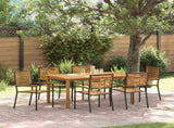 Garden Dining Set 7 pcs Black Solid Acacia Wood 3365520