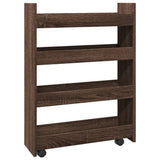 Narrow Storage Trolley 4 Tier Brown Oak Engineered Wood 855265