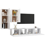 4 Piece TV Cabinet Set White Engineered Wood 3078732