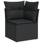 ZNTS 11 Piece Garden Sofa Set with Cushions Black Poly Rattan 3228915