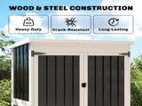 Outdoor Storage Cabinet with Removable Shelves, Garden Tool Shed with Asphalt Roof, White and Black T3398P552494