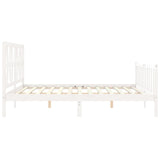 Bed Frame without Mattress White 200x200 cm Solid Wood Pine 3192512