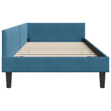 Corner Bed Frame with Headboard Blue 80 cm x 200 cm Velvet 42016133