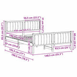 Bed frame Brown and dark grey 135 x 190 cm Solid pine wood 878480
