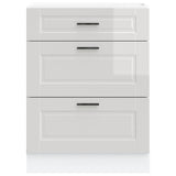 Kitchen Base Cabinet "Porto" High Gloss White Engineered Wood 854261