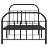 Metal Bed Frame without Mattress with Footboard Black 107x203cm 353649