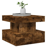 Coffee Table with LED Lights Smoked Oak 50x50x40 cm 839844