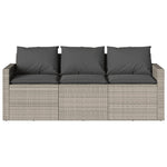 2 Piece Garden Dining Set with Cushions Light Grey Poly Rattan 366334