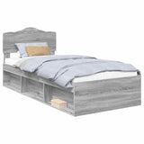 Bed Frame Grey Sonoma 90 x 200 cm Solid Pine Wood 3412948