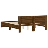 Bed Frame with LED without Mattress Brown Oak 160x200 cm 3207601