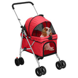 Folding Dog Stroller Red 76x50x100 cm Oxford Fabric 172199