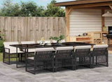 9 Piece Garden Dining Set with Cushions Black Poly Rattan 3210738