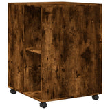 Side Table with Wheels Smoked Oak 55x60x78 cm Engineered Wood 853159