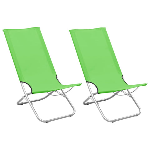 ZNTS Folding Beach Chairs 2 pcs Green Fabric 310379