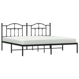 Metal Bed Frame without Mattress with Headboard Black 200x200cm 353446