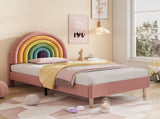 Upholstered bed 90*190, withted frame and headboard, youth bed, for adults & teenagers, wooden WF311460AAR
