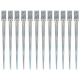 Ground Spikes 12 pcs Silver 7x7x90 cm Galvanised Steel 145406