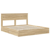 Storage Bed with Drawer Sonoma Oak 200 x 200 cm Engineered Wood 3409889