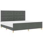 ZNTS Bed Frame Dark Grey 200x200 cm Fabric 3344754