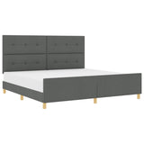 ZNTS Bed Frame Dark Grey 200x200 cm Fabric 3344754