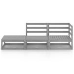 ZNTS 3 Piece Garden Lounge Set Grey Solid Pinewood 3075471