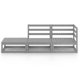 ZNTS 3 Piece Garden Lounge Set Grey Solid Pinewood 3075471