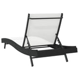 Sun Lounger Black and White 197 x 70 x 82 cm Poly Rattan 42009978