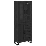 Highboard with Drawer 2 pcs Black Oak Engineered Wood and Glass 3416219