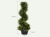 90cm/3FT Artificial Trees, Spiral Topiary Trees w/ Pot Set Of 2, Fake Indoor Greenery Plant Home T3398P329871