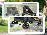 Pet Stroller w/ Universal Front Wheels, Shock Absorber, One Click Foldable Dog Cat Carriage w/ T3398P349599