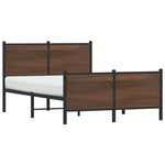 Metal Bed Frame without Mattress Brown Oak 137x190 cm 4007782