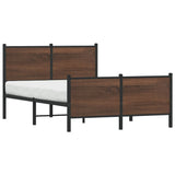 Metal Bed Frame without Mattress Brown Oak 137x190 cm 4007782