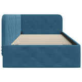 Corner Bed Frame with Headboard Blue 90 x 200 cm Velvet 42016532