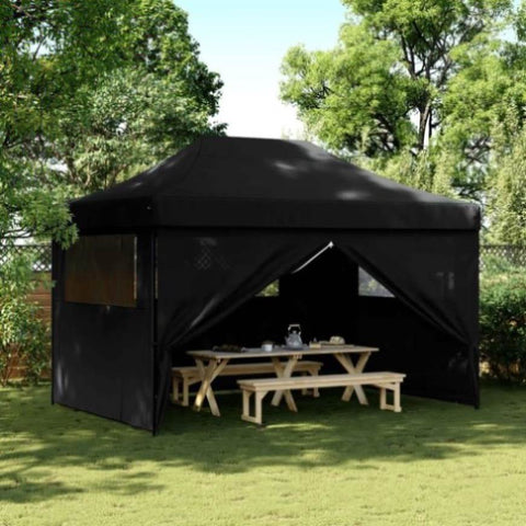 ZNTS Foldable Party Tent Pop-Up with 4 Sidewalls Black 4005030