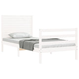 Bed Frame without Mattress White Small Single Solid Wood 3194987