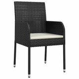Garden Dining Set with Cushion 5 pcs Black Poly Rattan 3380100
