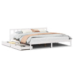 ZNTS Bed Frame without Mattress White 180x200 cm Super King Solid Wood Pine 3301482