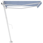 ZNTS Freestanding Manual Retractable Awning 300x250 cm Blue/White 3069496