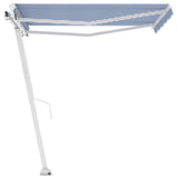 ZNTS Freestanding Manual Retractable Awning 300x250 cm Blue/White 3069496