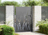 Garden Gate with Lock Black 110 x 180 cm Powder-coated steel 42015892