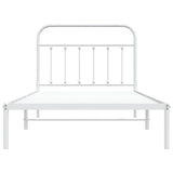 Bed Frame White Powder-Coated Steel Single Bed Frame 352622