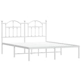 Metal Bed Frame without Mattress with Headboard White 140x200cm 353489