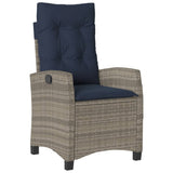 7 Piece Garden Dining Set with Cushions Grey Poly Rattan 3212701